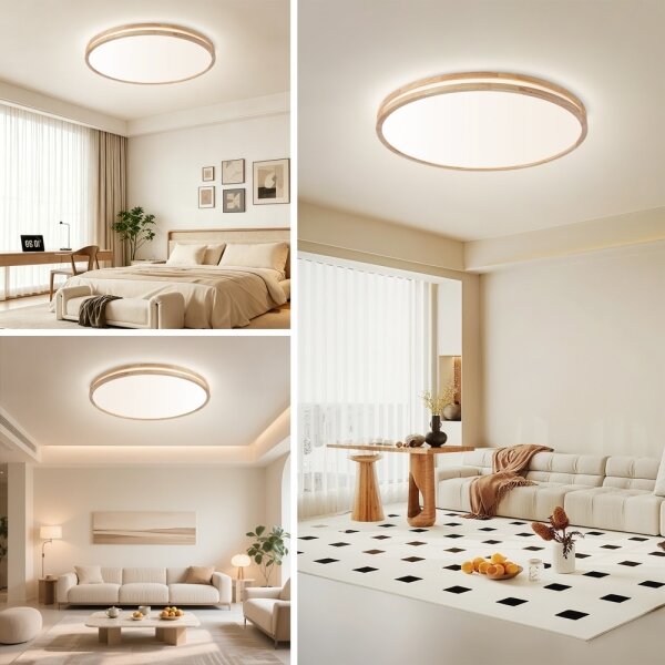 Brilagi - LED stmievateľné svietidlo MOLINA LED/100W/230V 3000-6000K dub, priemer 80 cm + diaľkový ovládač