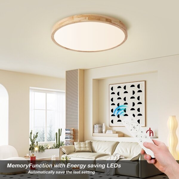 Brilagi - LED stmievateľné svietidlo WOODLINE LED/72W/230V 3000-6000K dub, priemer 60 cm + diaľkové ovládanie