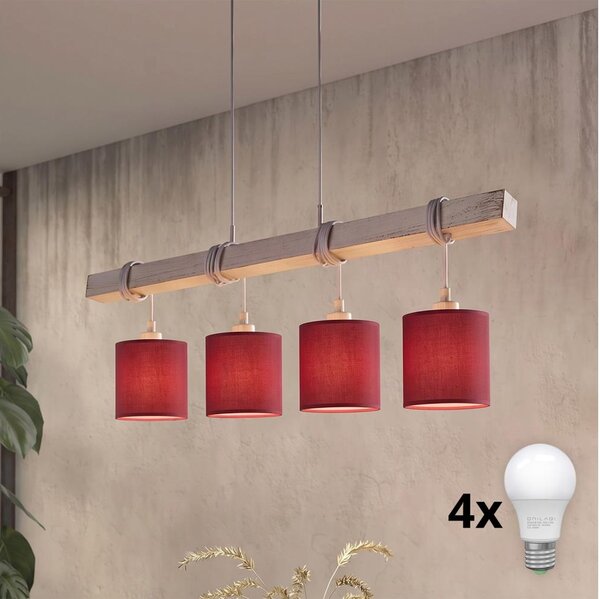 Brilagi - LED luster na lanku NUBILA 4xE27/60W/230V sivá/pompejská červená