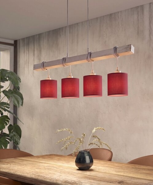 Brilagi - LED luster na lanku NUBILA 4xE27/60W/230V sivá/pompejská červená