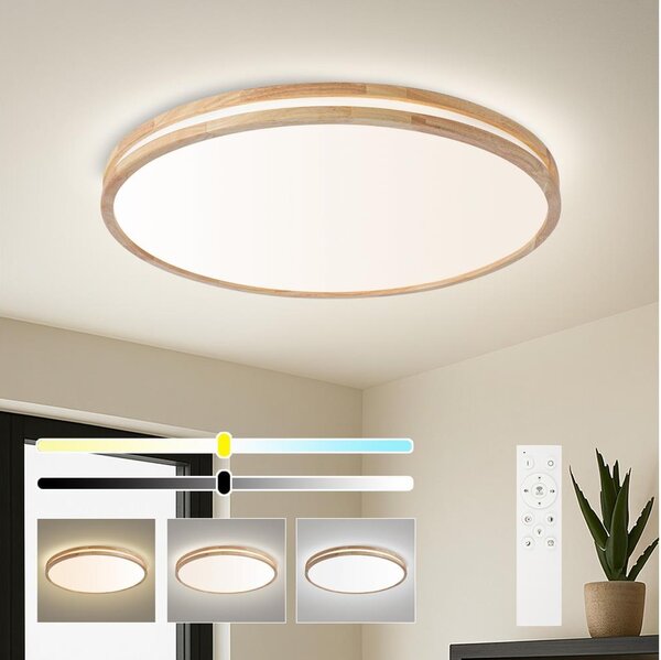 Brilagi - LED stmievateľné svietidlo MOLINA LED/100W/230V 3000-6000K dub, priemer 80 cm + diaľkový ovládač