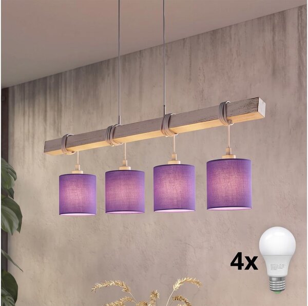 Brilagi - LED luster na lankách NUBILA 4xE27/60W/230V sivá/fialová