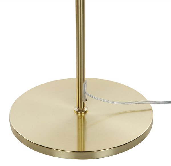 Stojaca lampa hnedá a zlatá 137 cm kovový podstavec tienidlo so strapcami moderná obývačka spálňa kancelária