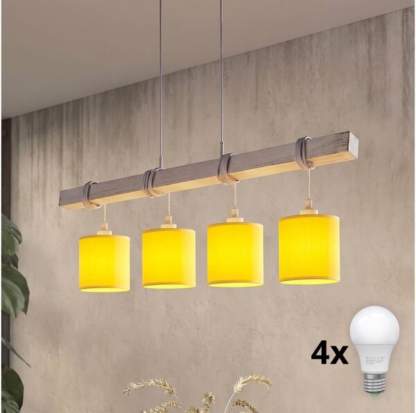 Brilagi - LED luster na lanku NUBILA 4xE27/60W/230V sivá/žltá