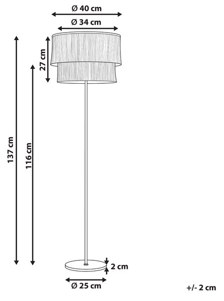 Stojaca lampa hnedá a zlatá 137 cm kovový podstavec tienidlo so strapcami moderná obývačka spálňa kancelária