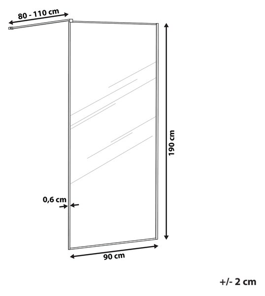 Sprchová zástena čierna z tvrdeného skla 90 x 190 cm rám z nerezovej ocele bezdverový bezbariérový sprchovací kút moderný štýl kúpeľňa