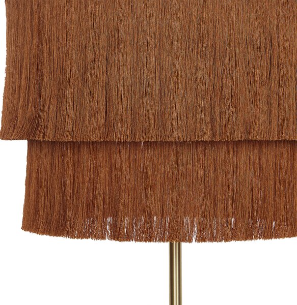 Stojaca lampa hnedá a zlatá 137 cm kovový podstavec tienidlo so strapcami moderná obývačka spálňa kancelária