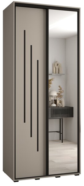 Šatníková skriňa INDIRA 9 - 100/45 cm, kašmír / čierna