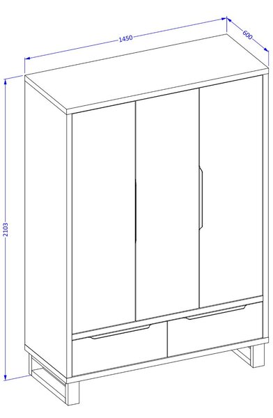 Kombinovaná šatníková skriňa 145 cm BULLARD - dub wotan