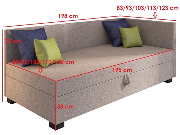Jednolôžková posteľ 120x195 BETY PLUS 1 s vankúšmi - šedá / biela