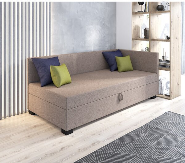 Jednolôžková posteľ 90x195 BETY PLUS 2 s vankúšmi - svetlá hnedá