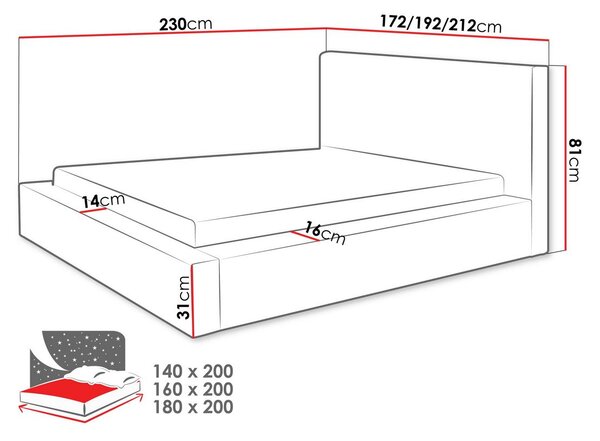 Manželská posteľ s úložným priestorom 160x200 PRYMUS - béžová