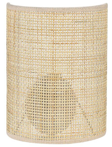 Nástenná lampa prírodná ratanová 25 cm polkruhové tienidlo svietidlo na stenu boho obývacia izba spálňa