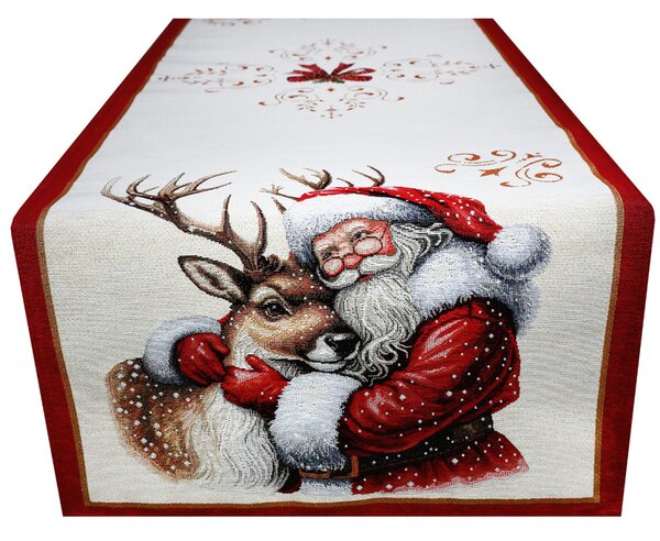 Vianočný gobelínový behúň na stôl s lurexom Santa Farba Viacfarebná Rozmery 45x90 cm