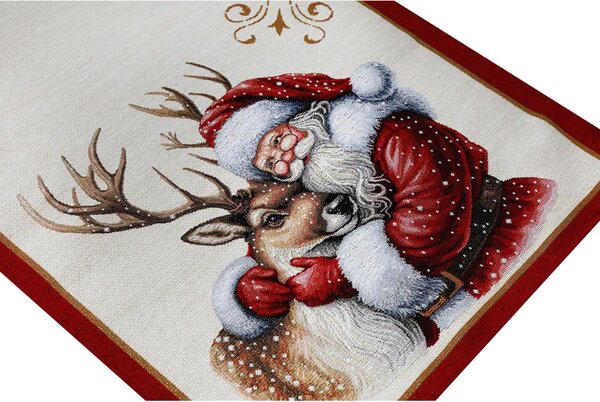Vianočný gobelínový behúň na stôl s lurexom Santa Farba Viacfarebná Rozmery 45x90 cm