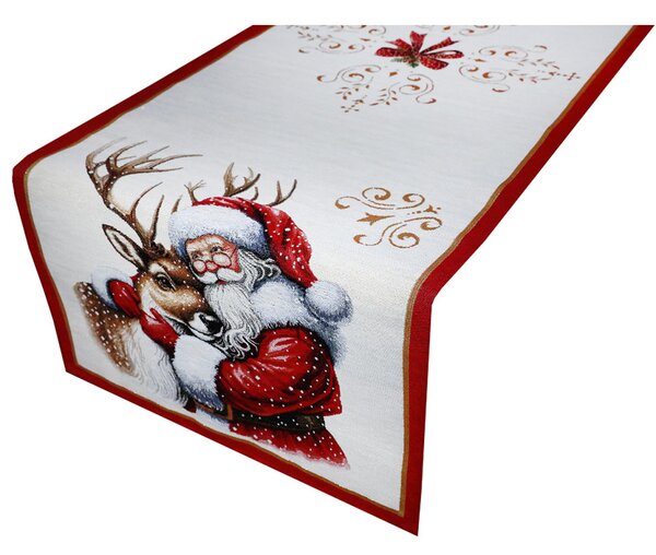 Vianočný gobelínový behúň na stôl s lurexom Santa Farba Viacfarebná Rozmery 45x90 cm