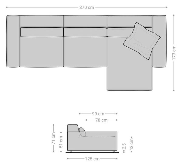 DELIFE Rohová pohovka Sirpio XL 370x170 cm mikrovlákno čierna variabilné ležadlo