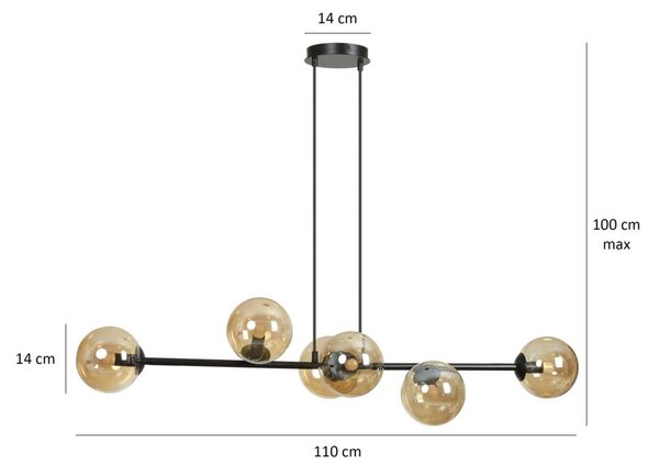 Emibig ROSSI 6 | dizajnové sklenené svietidlo Farba: Čierna / medová