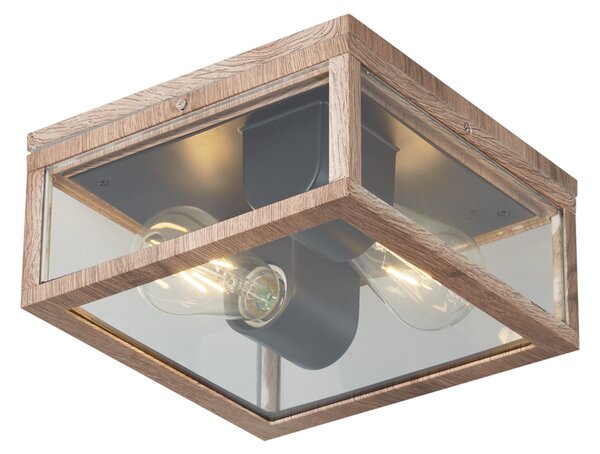 Priemyselné stropné svietidlo s drevenou potlačou IP44 2-Lights - Charlois