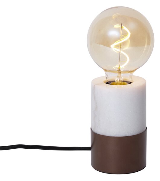 Moderná stolná lampa bronzová s bielym mramorom - Marissa