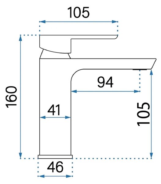 Rea Argus, umývadlová batéria h-160, čierna matná, REA-B6210