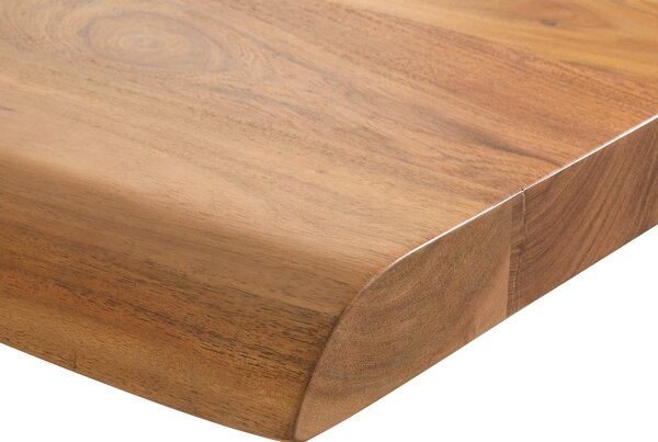 DELIFE Jedálenský stôl Edge 300x100 XL akácia prírodná Spider plochá oceľ nerezová oceľ Live-Edge