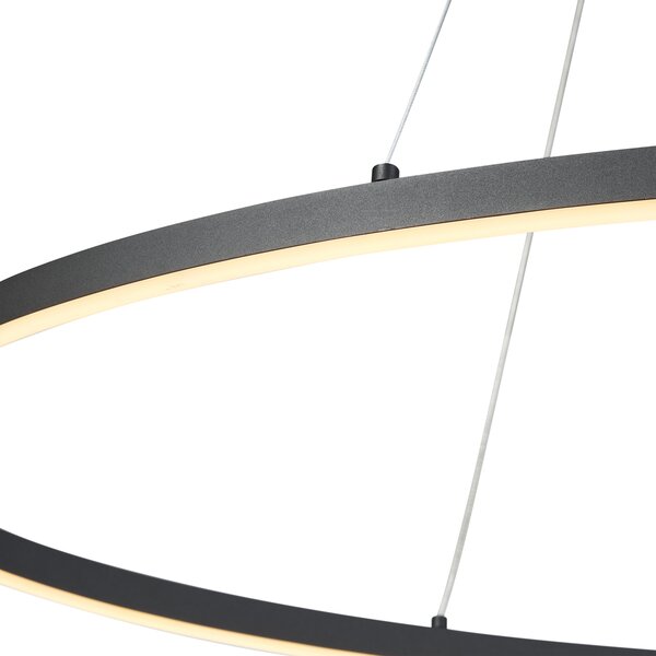 Dizajnové závesné svietidlo čierne oválne 120 cm vrátane LED 3-stupňové stmievateľné - Ovallo
