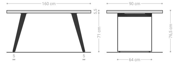 DELIFE Jedálenský stôl Edge 160x90 XL akácia prírodná nerezová oceľ šikmý Live-Edge
