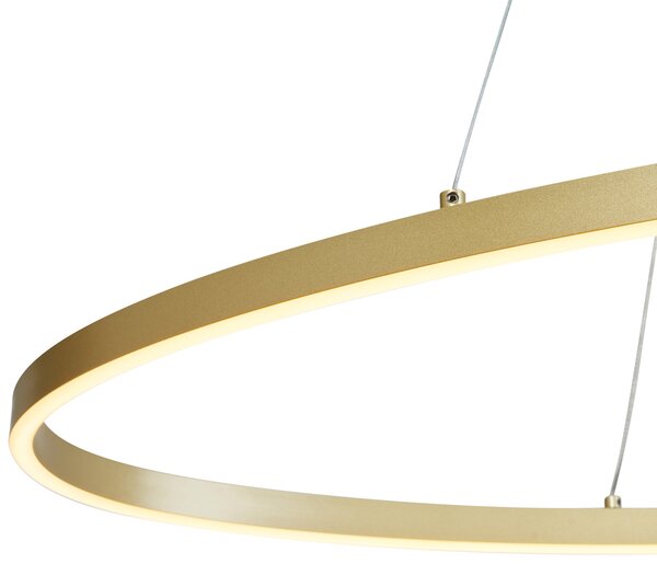 Dizajnové závesné svietidlo mosadzné 120 cm vrátane LED 3-stupňové stmievateľné - Ovallo