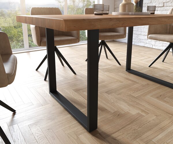 DELIFE Jedálenský stôl Edge 160x90 XL akácia prírodná podstava čierna Live-Edge