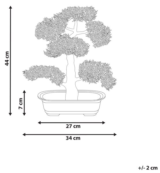 Umelá rastlina v kvetináči bonsaj zelená a čierna syntetický materiál 44 cm dekorácie doplnky interiér