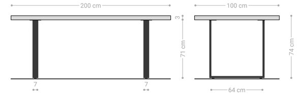DELIFE Jedálenský stôl Edge 200x100x2,5 dub prírodný čierna podstava Live-Edge