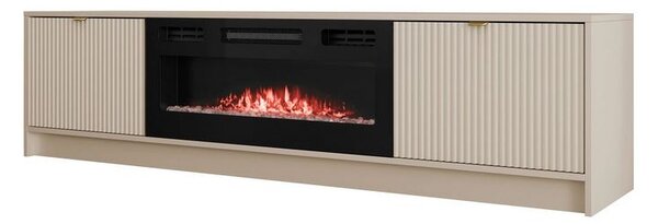 Široký televízny stolík s elektrickým krbom TABORO - béžový