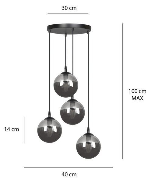 Emibig COSMO 4 | závesné svietidlo so sklenenými guľami Farba: Čierna / mix