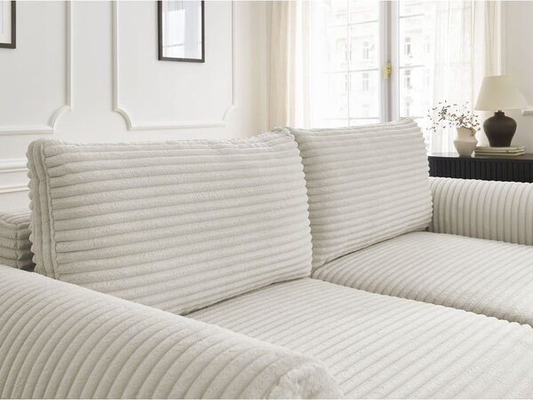 Krémová menčestrová rozkladacia pohovka 257 cm Lucien – Bobochic Paris