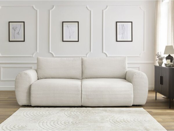 Krémová menčestrová rozkladacia pohovka 257 cm Lucien – Bobochic Paris