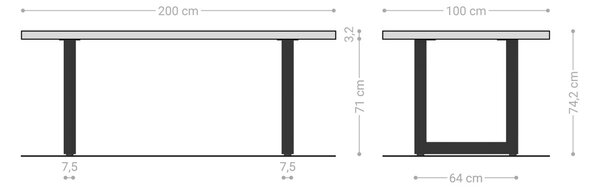 DELIFE Jedálenský stôl Edge 200x100x2,5 cm dub prírodný nerezová oceľ široký Live-Edge
