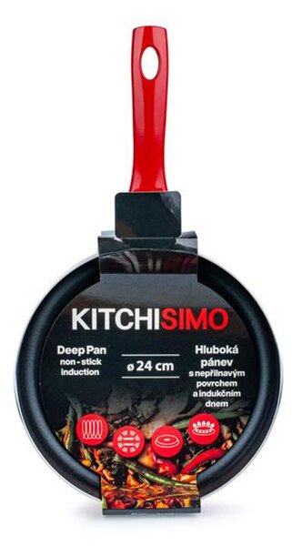 Hlboká panvica KITCHISIMO Rosso 24cm nepriľnavý povrch