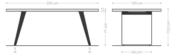 DELIFE Jedálenský stôl Edge 200x100x2,5 dub prírodný nerezová oceľ skosený Live-Edge