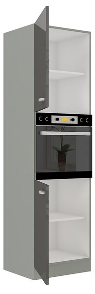 Vysoká skrinka 60 cm na vstavanú rúru SHAN 2 - šedá / lesklá krémová