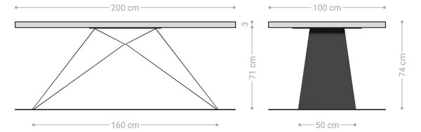 DELIFE Jedálenský stôl Edge 200x100x2,5 dub prírodný podstava v tvare V plochá oceľ čierna Live-Edge
