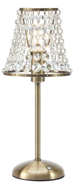Stolová lampa Liora, starý mosadz/číra, stmievateľná, nabíjacie stanica, Hnedá / staromosadz, Obývacia izba / jedáleň, kov, Stojacie svietidlo