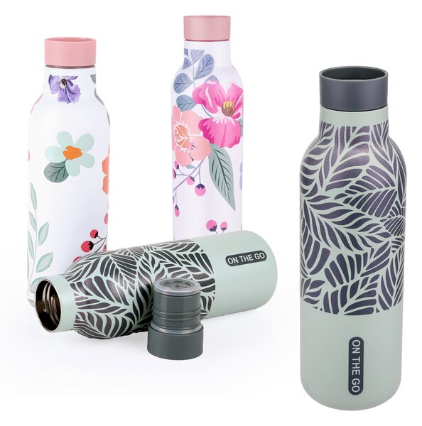 Nerezová termoska so stop ventilom KITCHISIMO 480ml sivá