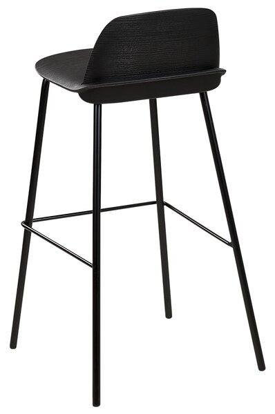 Sada 4 barových stoličiek čierna syntetický materiál 90 cm plastové sedadlo kovové nohy moderný štýl kuchyňa jedáleň