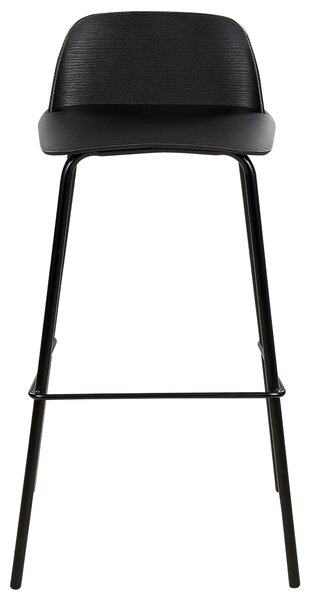 Sada 4 barových stoličiek čierna syntetický materiál 90 cm plastové sedadlo kovové nohy moderný štýl kuchyňa jedáleň