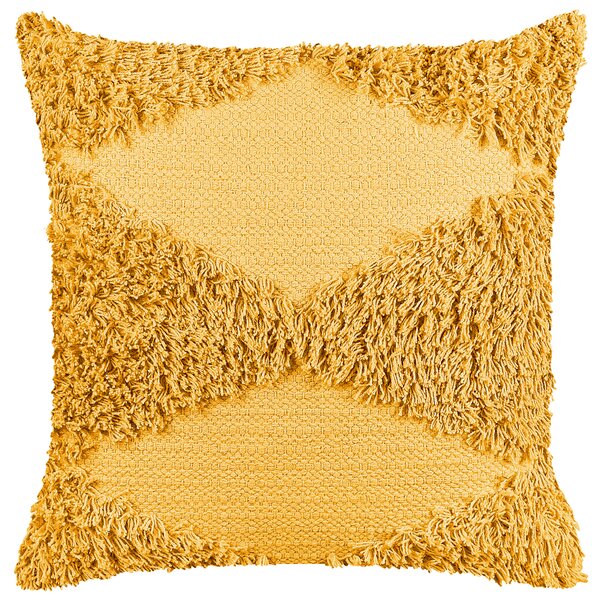 Sada 2 dekoratívnych vankúšov žltá bavlna 45 x 45 cm geometrický vzor štvorcový tvar boho moderný štýl doplnky