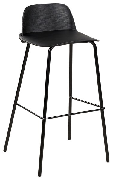 Sada 4 barových stoličiek čierna syntetický materiál 90 cm plastové sedadlo kovové nohy moderný štýl kuchyňa jedáleň