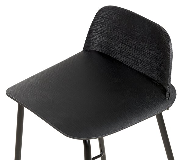 Sada 4 barových stoličiek čierna syntetický materiál 90 cm plastové sedadlo kovové nohy moderný štýl kuchyňa jedáleň