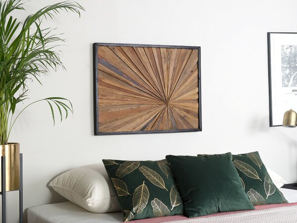 Recyklovaná tíková nástenná dekorácia 60 x 80 cm v obdĺžnikovom rustikálnom štýle