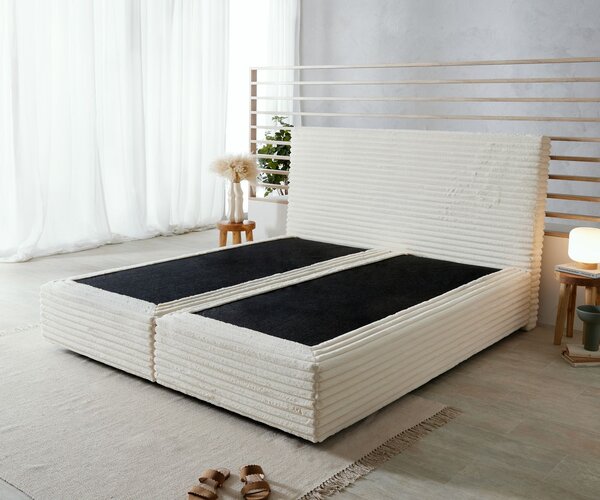 DELIFE Boxspring posteľ Dream-Well plyšový manšester béžová 180×200 cm